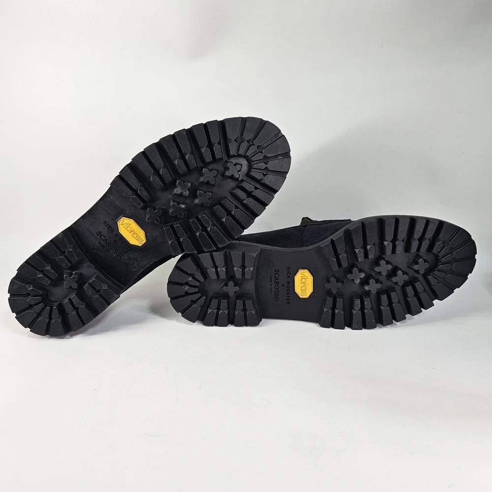 Scarosso Nick Wooster Chunky Loafers Men 13 46 Navy Suede Vibram Lug Soles Italy